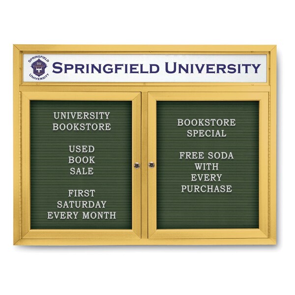 Indoor Enclosed Combo Board, 42"x32", Bronze Frame/Blue & Burgundy